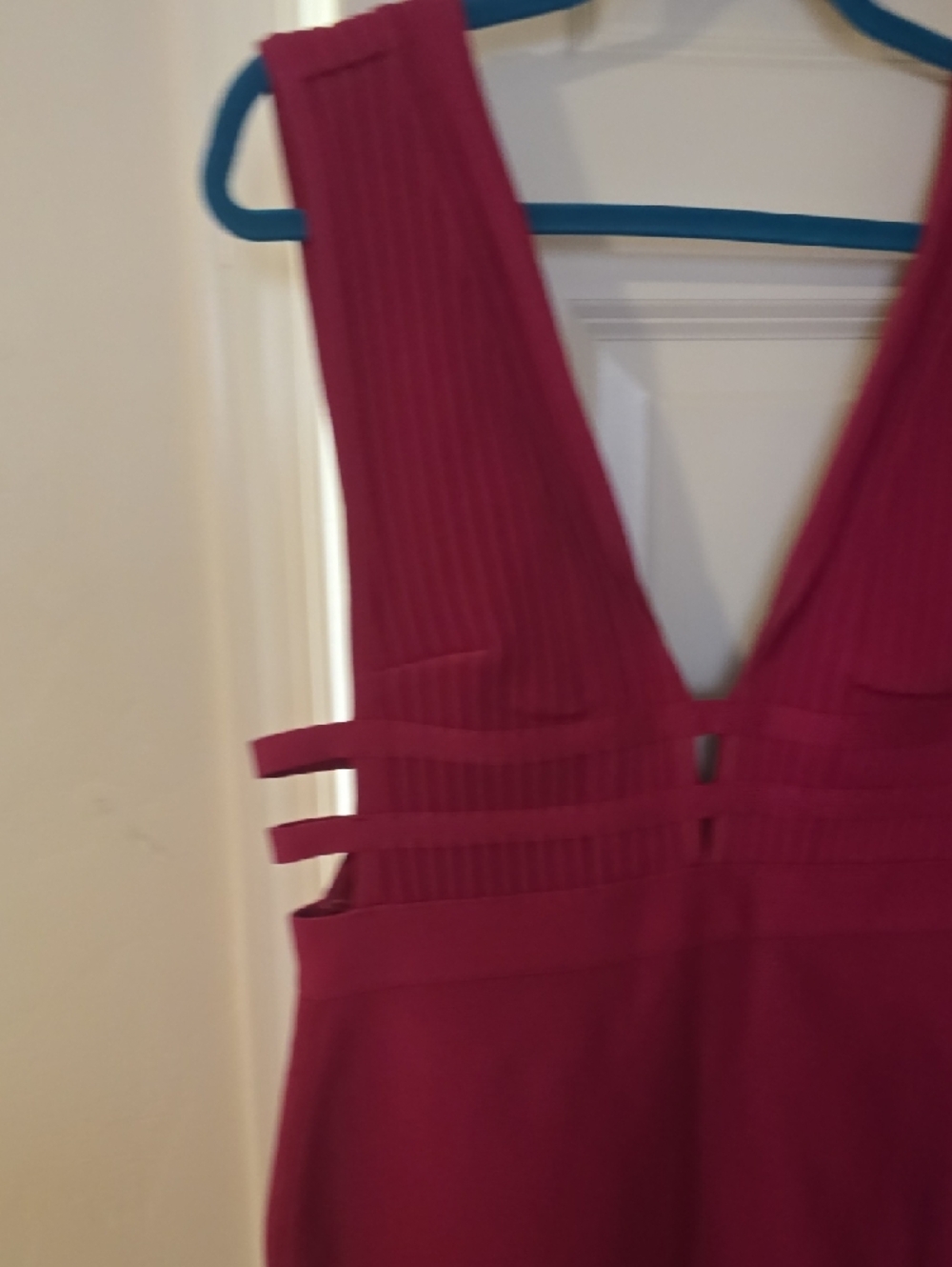bebe Magenta Ribbed-Panel Backless Bodycon Dress - Picture 3 of 5